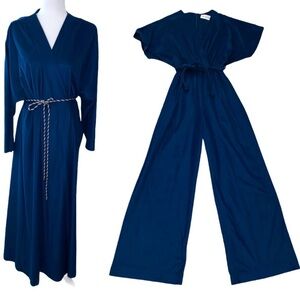Vanity Fair Vintage 2 piece Jumpsuit Robe velour two piece long pant